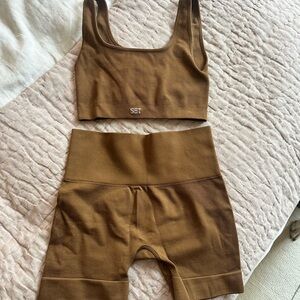 SET Active Brown Bike Shorts Set